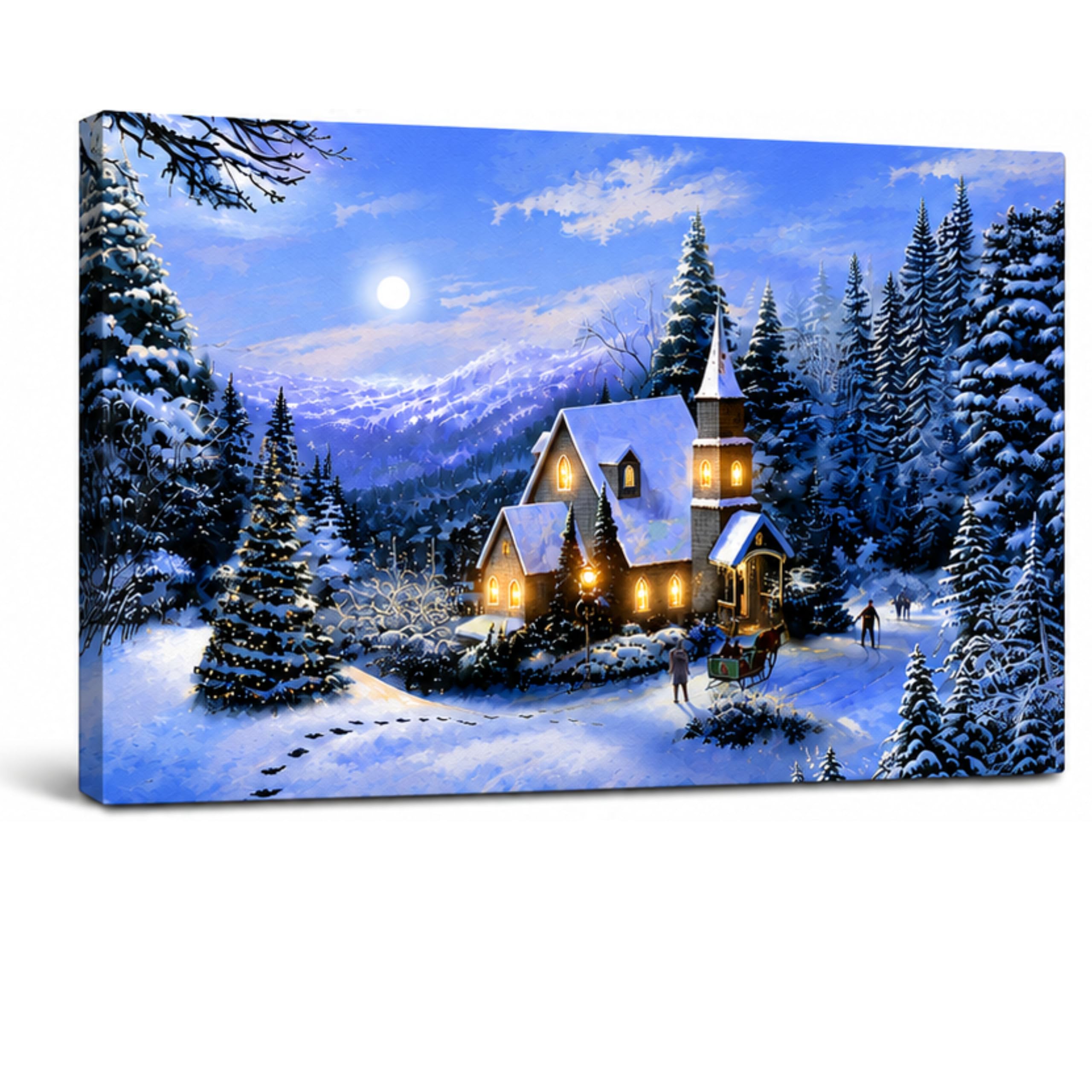 Amazon.com: BANBERRY DESIGNS LED Lighted Church Christmas Canvas